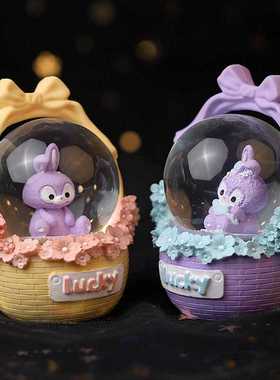 45号梦幻水晶球带灯桌面树脂迷你小摆件卡通可爱兔子创意礼品