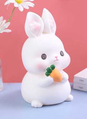 卡通可爱小兔子存钱罐搪胶少儿硬币储蓄罐家居装饰品摆件元旦礼物