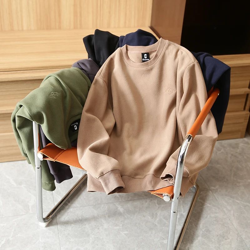 聚热抗寒!亲肤重磅摇粒绒男式抓绒卫衣圆领休闲长袖3-A9 - 图1