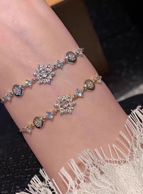 轻奢抽拉气质冬日雪花手链