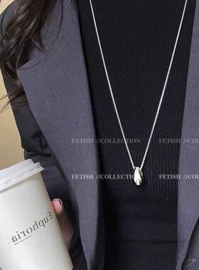双层叠戴银色水滴吊项链
