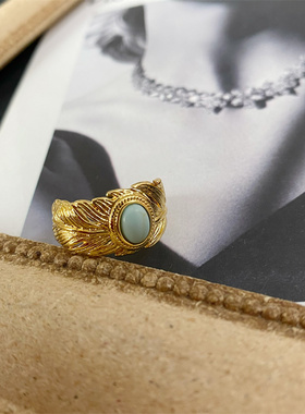 女欧美复古巴洛克羽毛戒指包邮