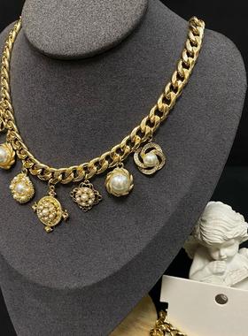 项链手链套装重工珍珠吊坠中古