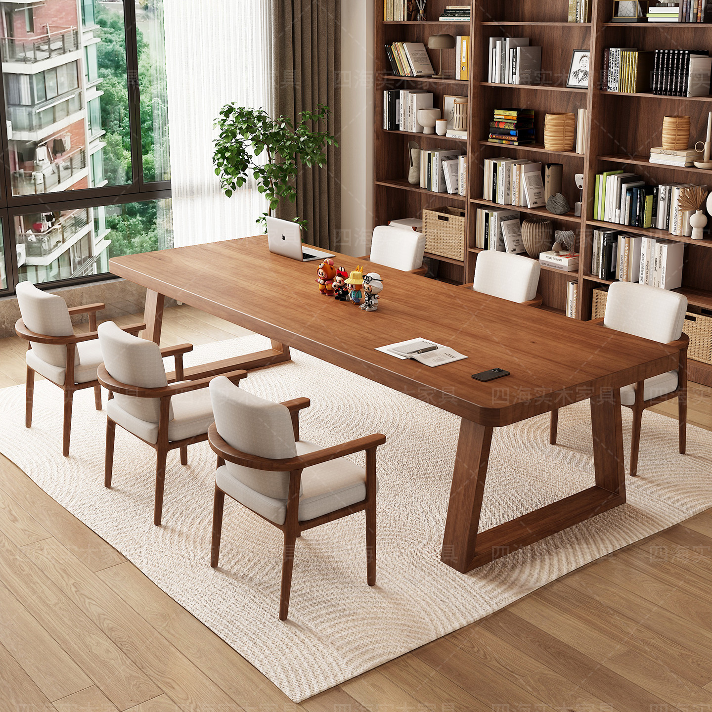 北欧实木大书桌简约双人学习桌家用办公桌客厅长桌子工作台电脑桌,淘宝优惠券,粉丝福利购,淘宝优惠卷