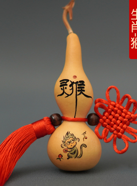 天然小本捻葫芦挂件手工墨刻彩绘十二生肖文玩手手把件12生肖摆件