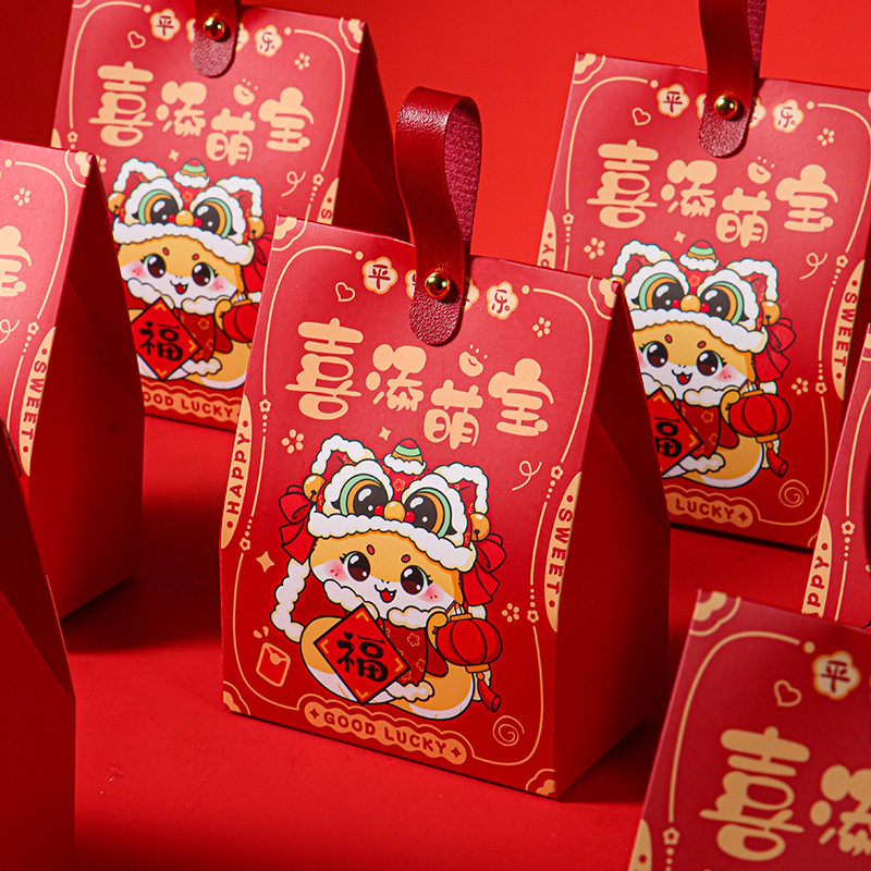 宝宝满月礼盒空盒子喜添萌宝礼盒出生喜糖盒子装糖果满月伴手礼盒 - 图3