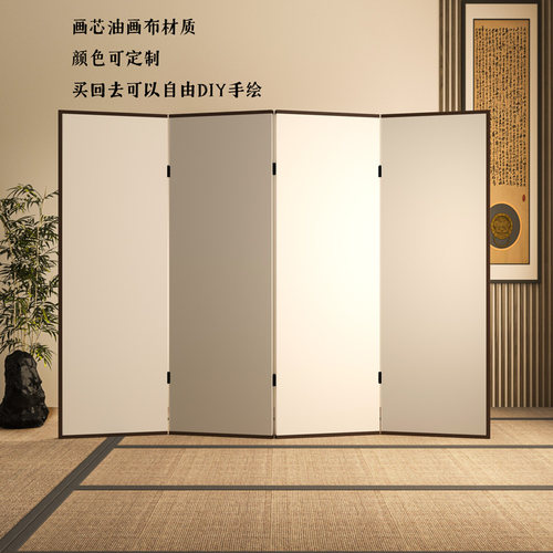 日式实木屏风隔断客厅卧室书房家用遮挡不透玄关现代简约移动折屏 - 图1