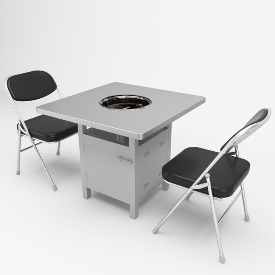 Industrial style stainless steel barbecue table hot pot table