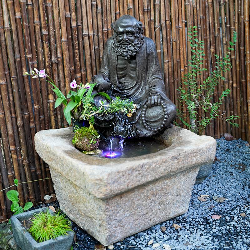 水磨坊户外庭院创意达摩流水摆件花园布置鱼池造景循环水系景观 - 图1