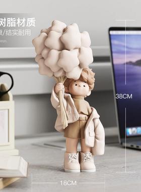 轻奢男孩桌面摆件家居装饰品客厅玄关电视柜酒柜摆设男生生日礼物