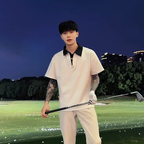 斌子同款假两件短袖polo衫男款夏季痞帅高级感t恤设计感正肩半袖 - 图2