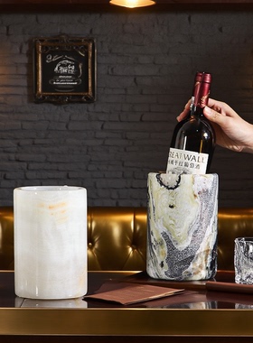 轻奢大理石酒桶摆件多用收纳桶