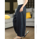 Linen Slim Scimitar Pants Artistic Pants ແອວສູງ