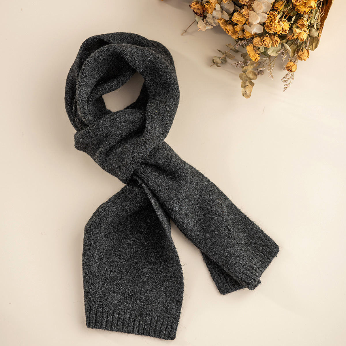 园园美衣冬季复古羊毛针织围巾女时尚百搭软糯纯色保暖围脖饰品 - 图3