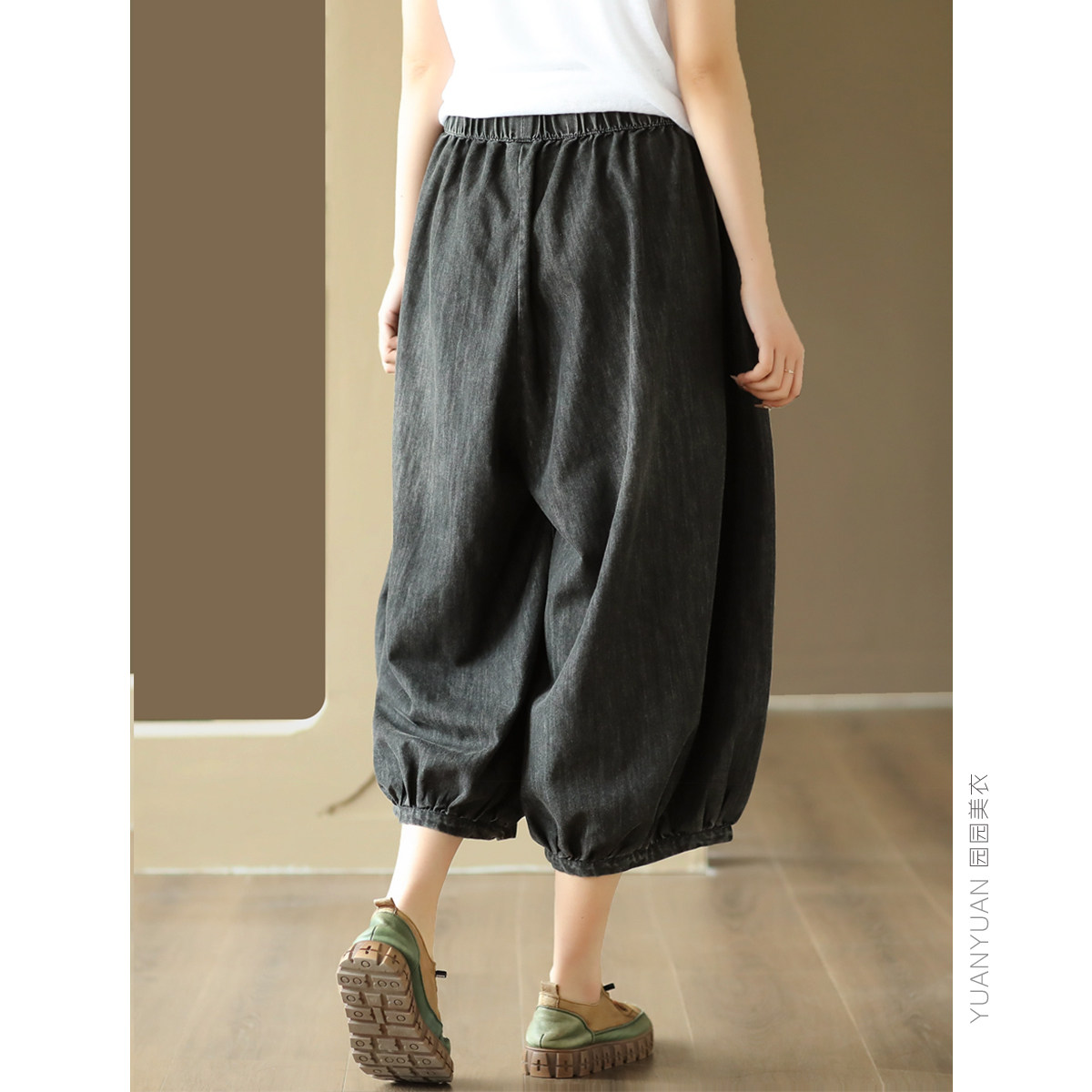 园园美衣新款复古全棉超软牛仔裤显瘦灯笼裤休闲宽松百搭七分裤,淘宝优惠券,粉丝福利购,淘宝优惠卷