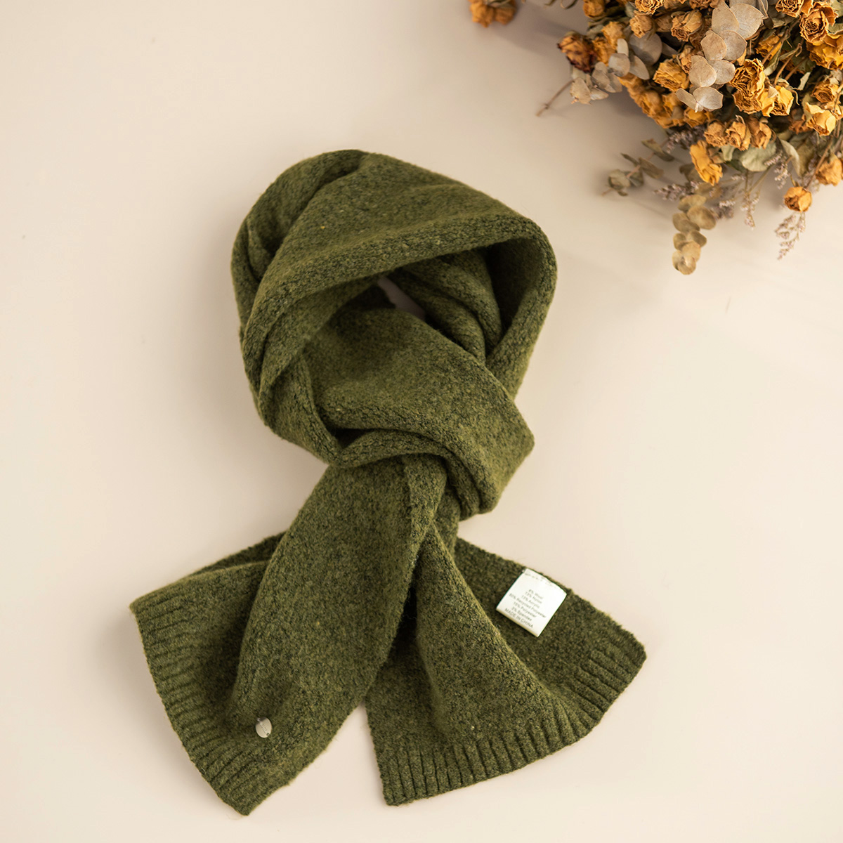 园园美衣冬季复古羊毛针织围巾女时尚百搭软糯纯色保暖围脖饰品 - 图2