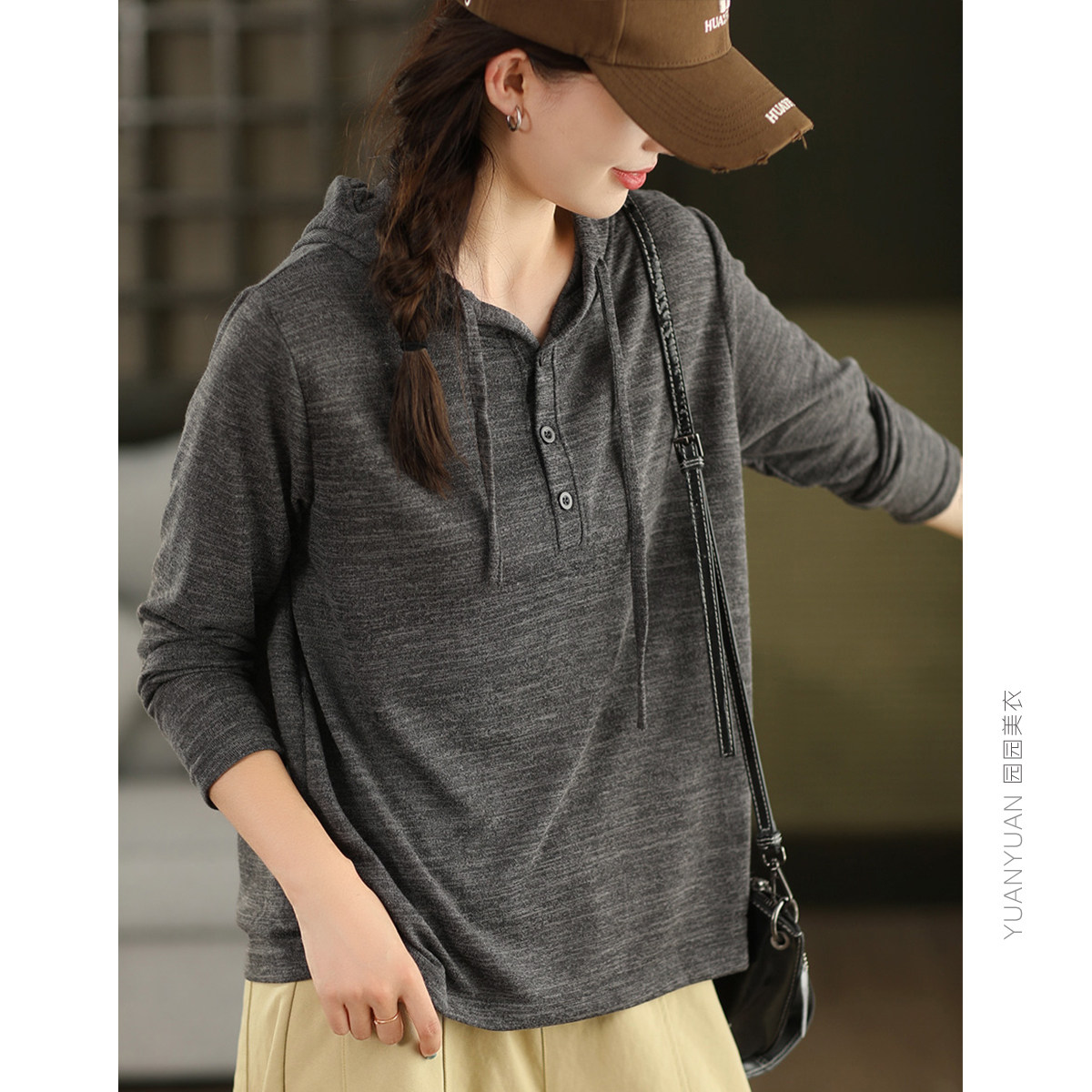 【轻松穿搭】花纱针织连帽上衣女宽松长袖帽衫休闲宽松毛衣显瘦秋,淘宝优惠券,粉丝福利购,淘宝优惠卷