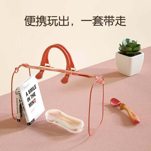 升级版可弯曲婴儿扭扭勺子宝宝喂养儿童练习勺叉带收纳盒辅食餐具 - 图0