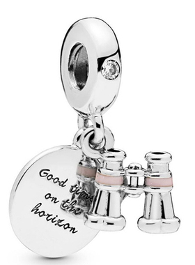 潘家纯银手链女蓝色五角星珠子散珠旋窝飞机串珠幸运星地球仪配珠