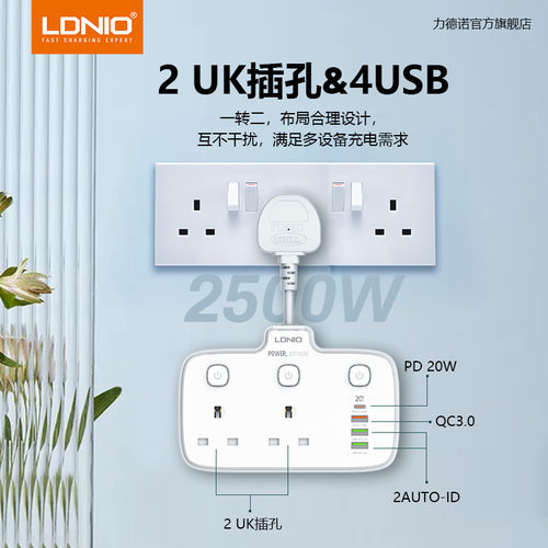 LDNIO跨境USB排插手机充电器扩展插座板家用电源延长线拖板多孔插座Power strip英式港式美式欧式澳洲插线板c - 图1