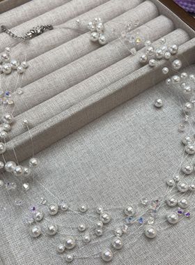 陈妍希同款iKiCo银河满天星多层女珍珠项链choker时尚新款锁骨链