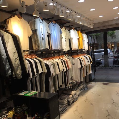 服装店货架展示架上墙组合架子男装店衣服陈列架女装店正挂侧挂架 - 图0