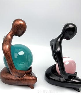 冥想人水晶球底座展示架