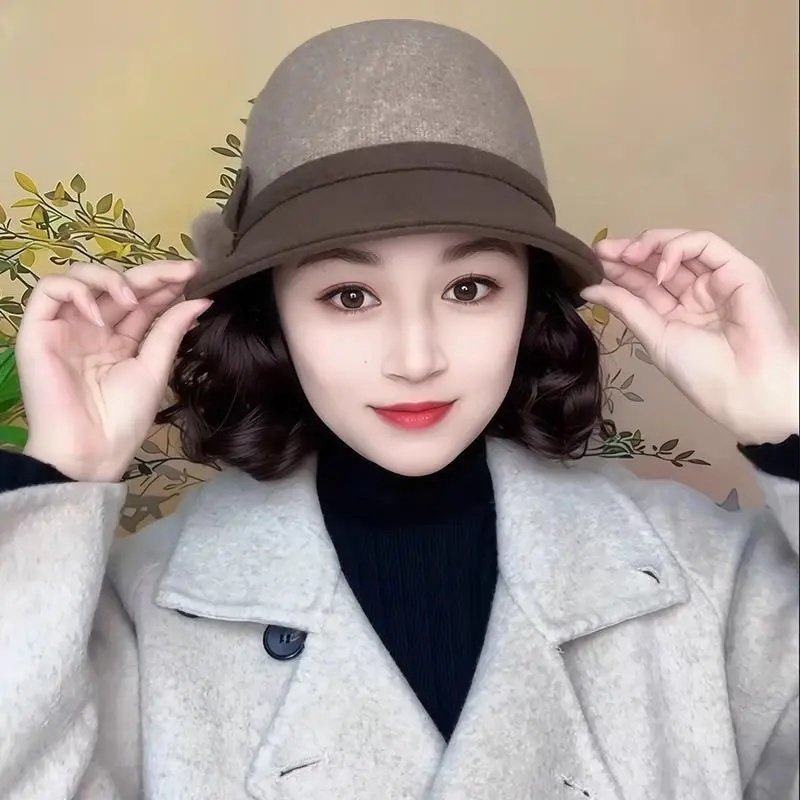 假发一体帽子女秋冬洋气渔夫帽短卷发全头套时尚妈妈款帽子假发,淘宝优惠券,粉丝福利购,淘宝优惠卷