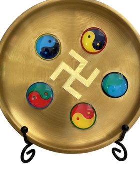 纯铜14公分五龙盘五龙通关补角牌太极八卦五龙镇万字符家用招吸