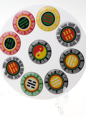 12公分黄铜版八卦太极五行盘室内装饰摆件万字符单面盘