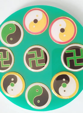 黄铜标贴30厘米招贤盘铜盘五龙太极盘大号通关五龙震招财盘办公