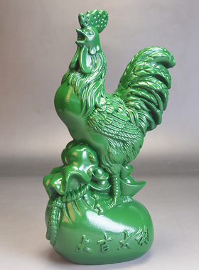 绿色木雕鸡摆件实木家居黑檀大吉大利生肖鸡寓意摆设雕刻工艺品