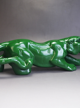 招财镇宅绿色老虎摆件木雕生肖黑檀木虎实木红木饰品生日礼物