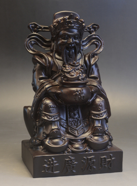 黑檀木木雕财神爷佛像摆件财源广进实木文财神客厅开业供奉工艺品