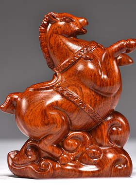花梨木雕刻唐马摆件生肖马实木质马客厅家居装饰桌面摆设开业礼品