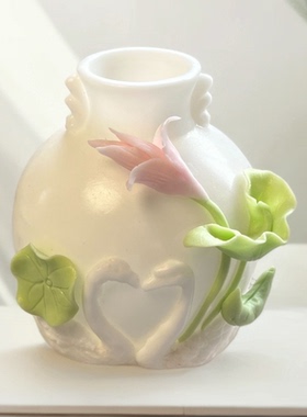 德化小清新陶瓷手捏荷花艺术摆件创意家居插花装饰品陶瓷花迷你