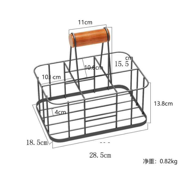 铁艺木棍手提篮酒瓶牛奶收纳筐客厅整理篮厨房调料置物架收纳