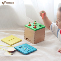 SMTKID hooded solid wood radish swappable toy fine action puzzle 1-2-year-old baby taught lovever early