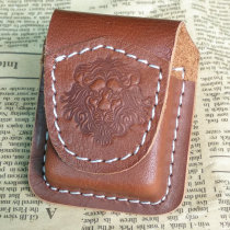 Brown soft cow leather suction buckle leather buckle cotton oil lighter bag Jane about genuine leather applicable Regular zippo lighter leather cover