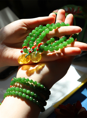 碧玉108项链多圈天然俄料高端