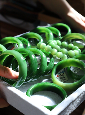 【一图一物颜色一样】熙立高端玉石和田玉精品富贵碧玉手镯款