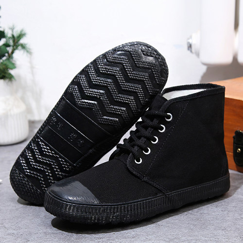 正品高帮解放鞋帆布黑色鞋子劳保鞋耐磨农田鞋工作鞋防尘户外透气 - 图0