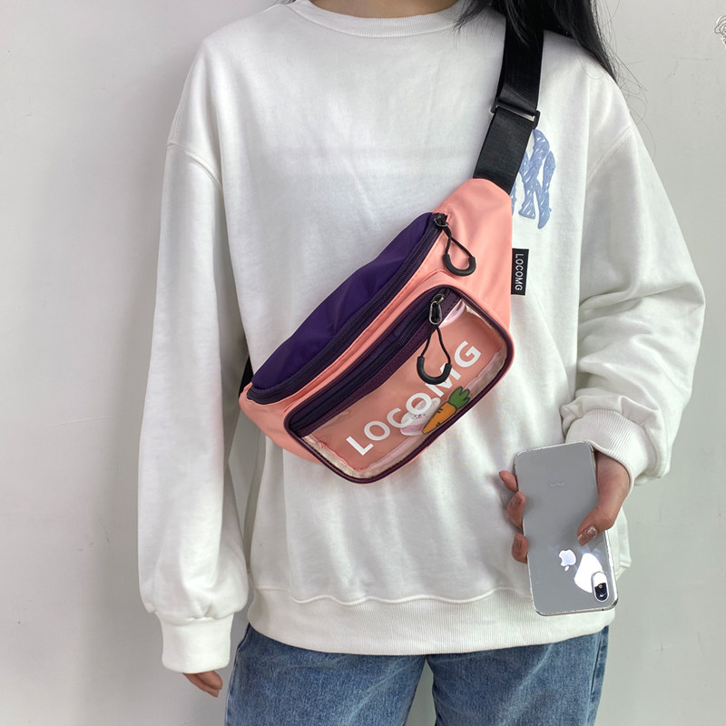 街头运动风女ins学生撞色日系胸包 阔子工厂每天定时上新女士包袋