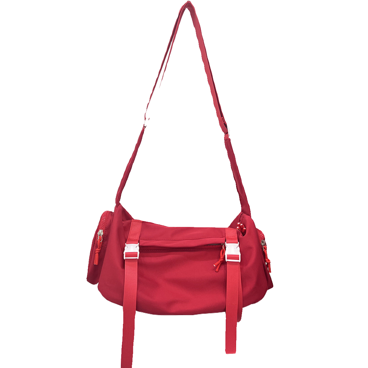 红色包包大容量运动斜挎包女学生上课通勤吐司包高级感单肩登山包-图3