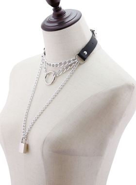 choker朋克风圆环铆钉搭扣项圈