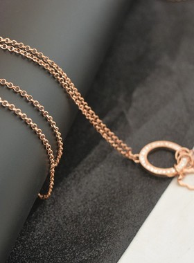 铜铸镀金圆十字链女气质项链时尚