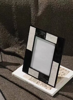 现代简约轻奢皮革相框摆件