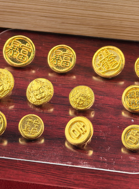 足金999纯金古法黄金扣子尾扣吉言手串黄财神平安喜乐招财纳福女