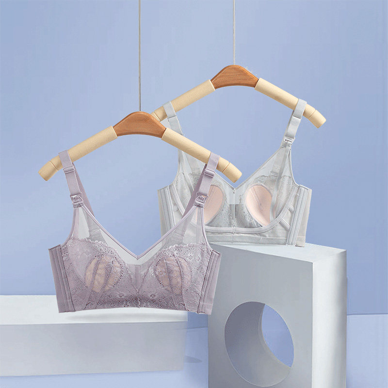 哺乳文胸怀孕期聚拢超薄款喂奶大罩 港模哺乳文胸