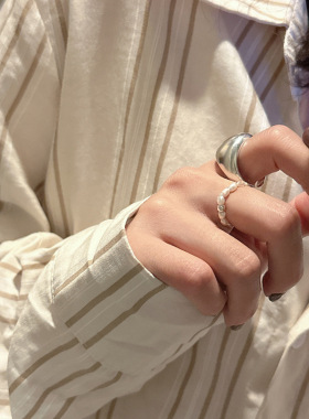 S925纯银韩版磨砂古法基础款包包戒指质感重工韩系博主指环